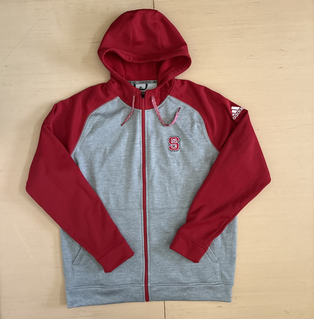 Adidas Mens Sz XL Team Issue NC State Wolfpack Full Zip Hooded Climawarm Sweater